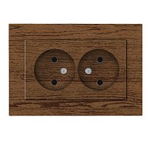 Розетка двухместная UNIVERSAL серия "Афина" без заземления, скрытой установки, 16А, 220В, венге (еврослот)