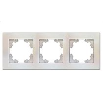 Рамка трехместная горизонтальная UNIVERSAL серия "Афина" жемчуг (еврослот)