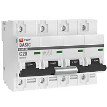 Автоматический выключатель 4P  20А (C) 10kA ВА 47-100 EKF Basic