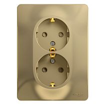 Glossa Титан Розетка 2-я с заземлением со шторками (в сборе с рамкой) Systeme Electric (Schneider Electric)