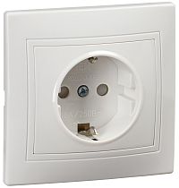 KVARTA Розетка одинарная с заземляющим контактом с защитными шторками РСш10-3-КРБ 16А PC белая  IEK