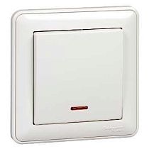 Wessen 59 Белый Выключатель 1 клавишный  с подсветкой 10А, (в сборе с рамкой) Systeme Electric (Schneider Electric)