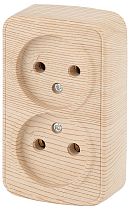 Розетка Intro Polo 3-203-11 двойная без заземления 2х2P 16A-250В IP20 ОУ сосна