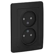 Blanca скрытая установка Антрацит Розетка двойная без заземления со шторками, 16А Systeme Electric (Schneider Electric)