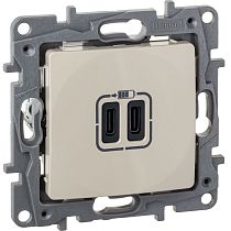 ETIKA Розетка USB C+C 15Вт слоновая кость
