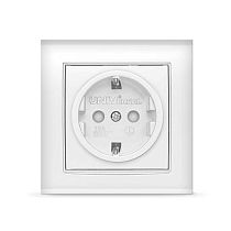 Розетка одноместная серия "Бриллиант" с/з, с/у, з/ш, 16А, 220В, белая (еврослот) UNIVERSAL