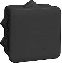 Коробка распаячная КМ41255 для открытой проводки с защелкивающейся крышкой 100х100х50мм IP44 6 гермовводов черная (RAL 9005)  IEK