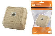 Розетка TФ (RJ-11) открытой установки IP20, сосна "Ладога"  TDM