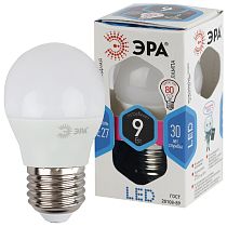 Лампа светодиодная ЭРА STD LED P45-9W-840-E27 шар нейтральный белый свет