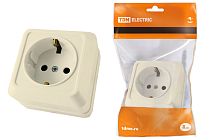 Розетка 2П+3 открытой установки IP20 16А 250В (керамика) сл. кость "Ладога"  TDM