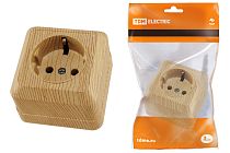 Розетка 2П+3 открытой установки IP20 16А 250В (керамика) сосна "Ладога"  TDM