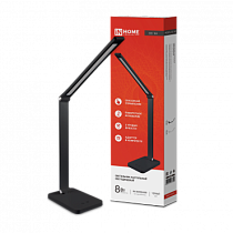 Светильник настольный светодиодный PLUS ССО-14Ч 8Вт 480Лм, сенсор, адаптер ЧЕРНЫЙ IN HOME