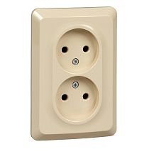 ЭТЮД скрытая установка Кремовый Розетка двойная без заземления 16А 250B Systeme Electric (Schneider Electric)