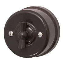 Выключатель одноклавишный,проходной,серия "ЛИЗЕТТА", пластик, цвет Коричневый Bironi