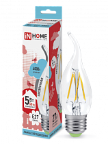 Лампа светодиодная LED-СВЕЧА НА ВЕТРУ-deco 5Вт 230В Е27 4000К 450Лм прозрачная IN HOME Лампа светодиодная LED-СВЕЧА НА ВЕТРУ-deco 5Вт 230В Е27 4000К 450Лм прозрачная IN HOME