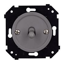 Выключатель одноклавишный (скрытый монтаж), пластик, цвет Титан матовый (тумблерный) Bironi