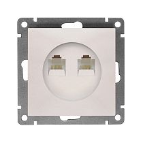 Розетка компьютерная двухместная UNIVERSAL серия "Афина" скрытой установки, 1А, RJ45, жемчуг (еврослот)