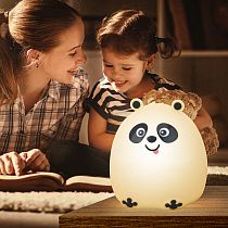 Ночник детский антистресс ЭРА NLED-417-2W-BU Панда, силиконовый, USB, смена цветов, диммер, сенсорный Ночник детский антистресс ЭРА NLED-417-2W-BU Панда, силиконовый, USB, смена цветов, диммер, сенсорный