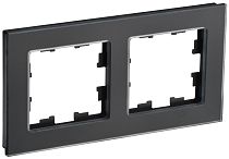 Рамка BRITE двухместная РУ-2-2-Бр стекло черный матовый  IEK