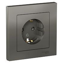 AtlasDesign Сталь Розетка с заземлением со шторками, 16А, (в сборе с рамкой) Systeme Electric (Schneider Electric)