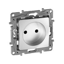 ETIKA Розетка 1-местная без заземления с защитными шторками 16А алюминий