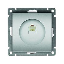 Розетка компьютерная одноместная UNIVERSAL серия "Афина", скрытой установки, 1А, RJ45, серебро (еврослот)