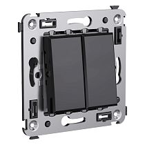 Выключатель двухклавишный в стену, "Avanti", "Черный квадрат" DKC