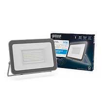Прожектор светодиодный Gauss Qplus 50Вт 4250lm 6500K 200-240V IP65 графитовый Прожектор светодиодный Gauss Qplus 50Вт 4250lm 6500K 200-240V IP65 графитовый