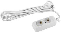 Удлинитель электрический ЭРА с заземлением 2 розетки 1,5м ПВС 3x0,75 10А, Белый, UX-2e-1,5m