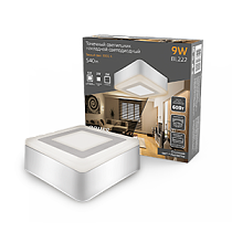 Светильник Gauss Backlight накладной BL222 квадрат акрил, 6+3Вт, 3000K, 145х145мм