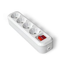 Колодка 4 гнезда с заземлением с выкл. AБС-пластик UNIVERSAL