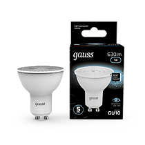 Лампа светодиодная Gauss MR16 GU10 7Вт 630lm 4100K Лампа светодиодная Gauss MR16 GU10 7Вт 630lm 4100K