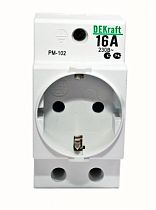 Розетка модульная на DIN-рейку 2P+PEN 16A 220В РМ-102 DEKraft