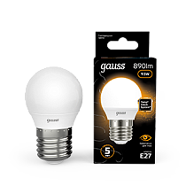 Лампа светодиодная Gauss Шар E27 9,5Вт 890lm 3000K