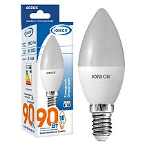 Лампа светодиодная IONICH декоративного освещения "свеча" ILED-SMD2835-C37-10Вт-900Лм-230В-6500К-E14