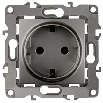 Розетка ЭРА 12 12-2001-12 16A 250В графит без механических лапок с заземлением