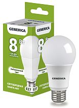 Лампа светодиодная A60 груша 8Вт 230В 4000К E27 GENERICA IEK