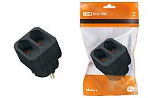 Блок на 2 гнезда 2П 2,5 А 250 B под плоскую вилку черный  TDM