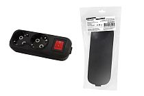 Колодка розеточная 2 гнезда 2П+3 c выключателем 16А 250В черная серии "Народная" TDM