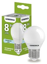 Лампа светодиодная G45 шар 8Вт 230В 6500К E27 GENERICA IEK Лампа светодиодная G45 шар 8Вт 230В 6500К E27 GENERICA IEK