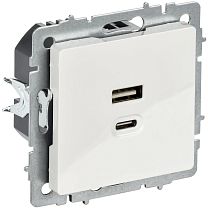 BRITE Розетка USB A+C 45Вт высокоскоростная зарядка РЮ11-2-БрБ белый IEK