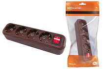 Колодка розеточная 4 гнезда 2П+3 с выключателем16А 250В "Эко" (бук)  TDM