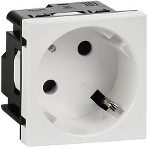 Розетка 45град с заземляющим контактом защитной шторкой и винтовым зажимом (2 модуля) белая