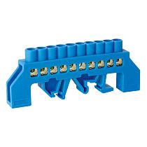 Шина нулевая TS-0609K 6х9 10 отв. в комбинированном DIN-изоляторе "стойка" син.  ЭНЕРГИЯ