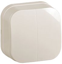 Выключатель двухклавишный для открытой установки ВС20-2-0-ХК 10А GLORY кремовый  IEK