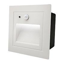 Светильник для ступеней 3Вт 5000К Металл Белый Квадрат с сенсором General GSTL-S1-3BT-5K