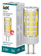 Лампа светодиодная CORN капсула 3Вт 12В 4000К керамика G4 IEK Лампа светодиодная CORN капсула 3Вт 12В 4000К керамика G4 IEK