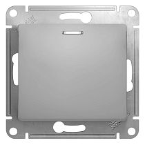 Glossa Алюминий Выключатель 1 клавишный  с подсветкой  сх.1а, 10АХ Systeme Electric (Schneider Electric)