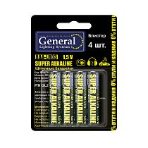 Батарейка General GBAT-LR03  AAA щелочная  4шт в блист (800574)  (4/48/576)