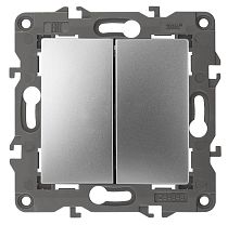 Выключатель ЭРА Elegance 14-1104-03 10А 250В алюминий двухклавишный